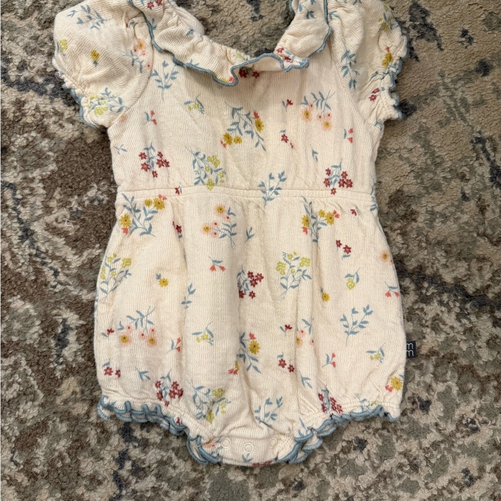 Cream Floral Baby One-Piece Romper